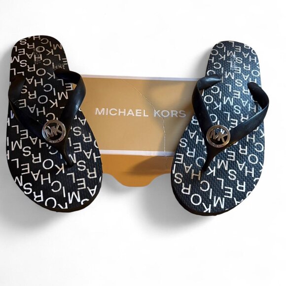 Michael Kors black and white flip flops Women's Size 10 - Picture 5 of 7